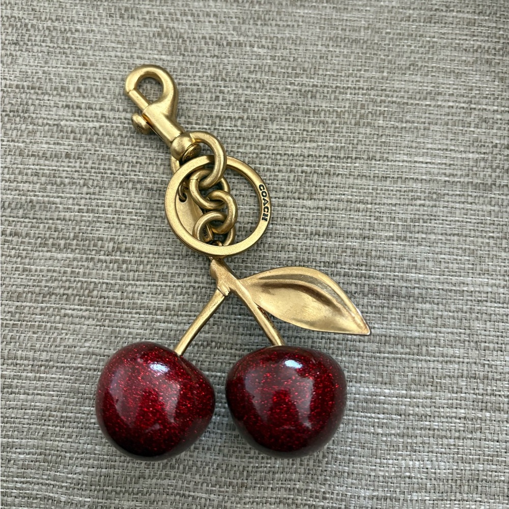 Coach Gold and Red Cherry Charm